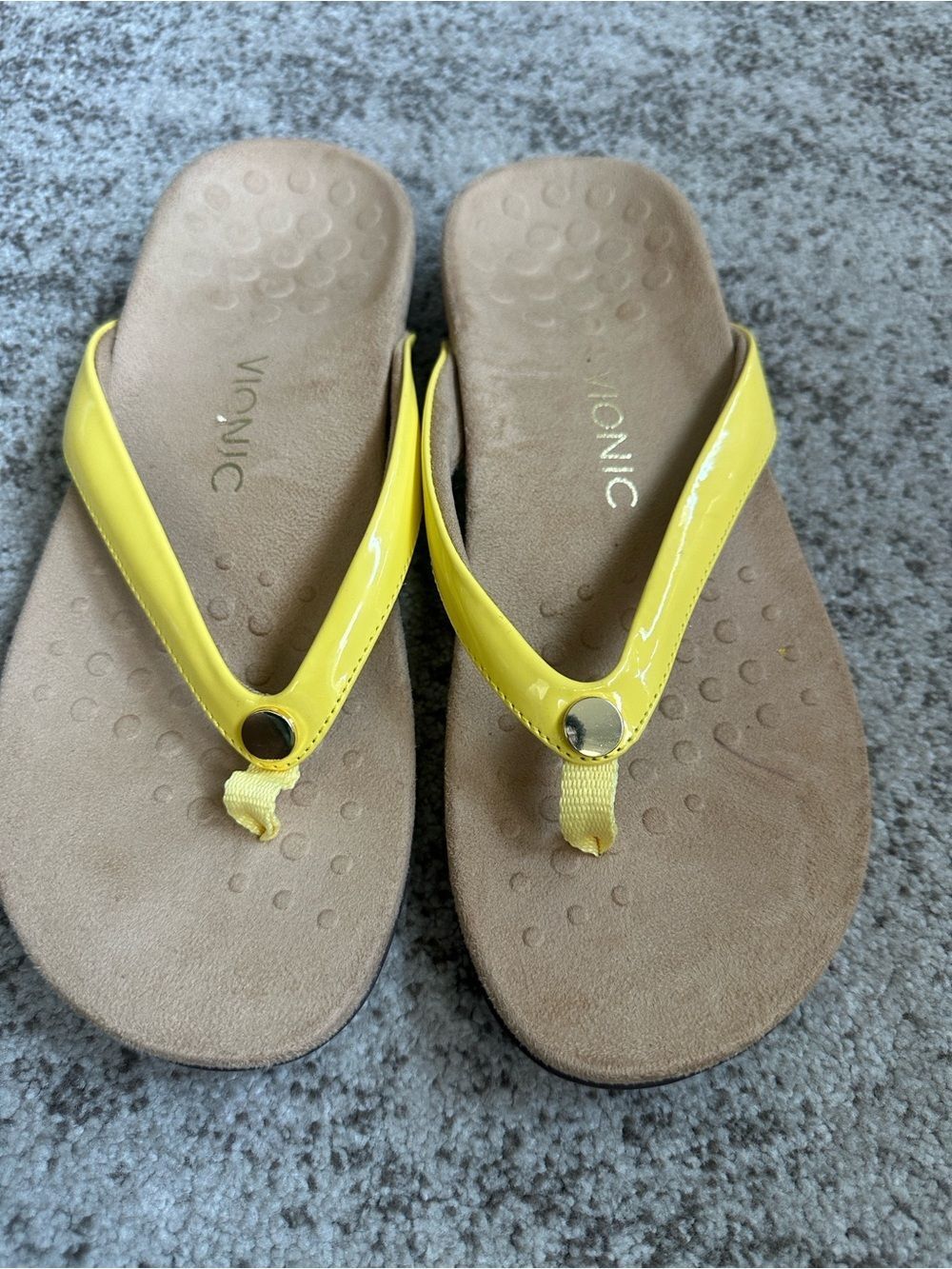 Vionic Yellow Thong Flip Flop Sandals 10